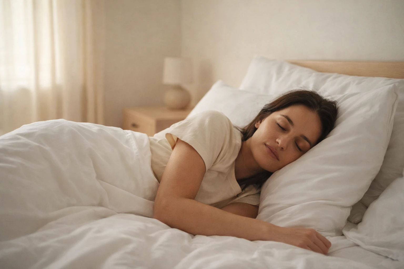 peaceful sleep environment showing person resting in calm bedroom for better sleep health